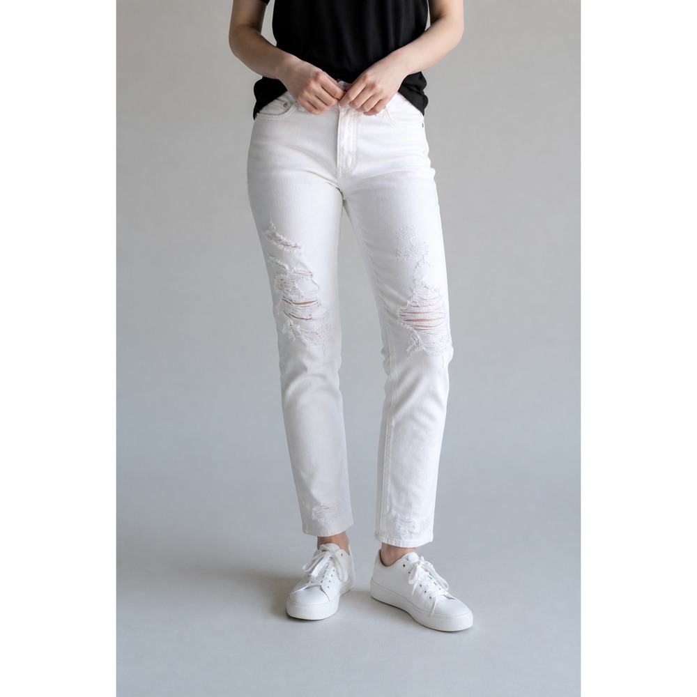 Pistola Presley High Rise Relaxed Roller Distressed Jeans 27 Blizzard White NEW